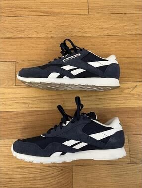 Reebok Classic Navy Blue and White Sneakers